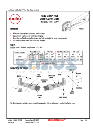 43178-1001 datasheet - HAND CRIMP TOOL