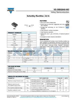30BQ040-M3 datasheet - Schottky Rectifier, 3.0 A