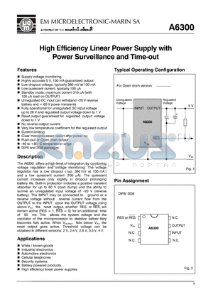 A6300ABSO8A datasheet - High Efficiency Linear Power Supply