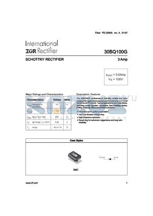 30BQ100GPBF datasheet - SCHOTTKY RECTIFIER