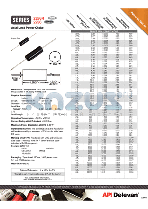 2256-10L datasheet - Axial Lead Power Choke
