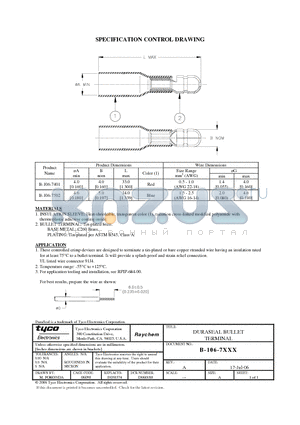 B-106-7502 datasheet - DURASEAL BULLET TERMINAL