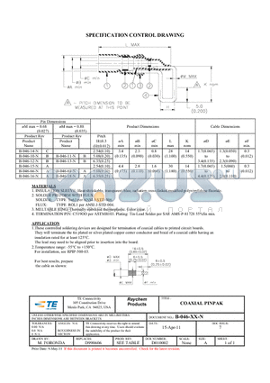 B-046-16-N datasheet - COAXIAL PINPAK