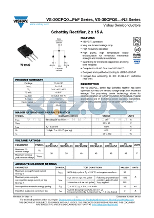 30CPQ045PBF datasheet - Schottky Rectifier, 2 x 15 A
