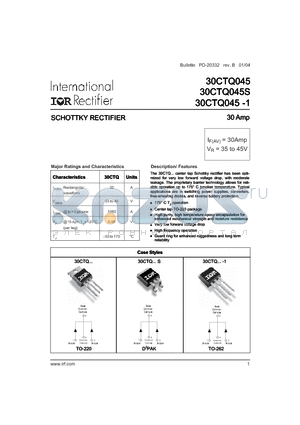 30CTQ035 datasheet - SCHOTTKY RECTIFIER