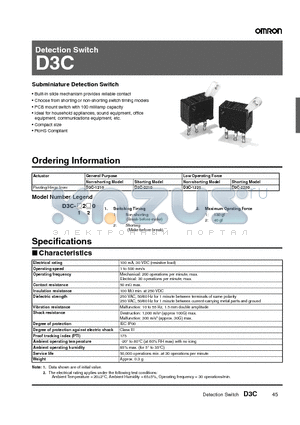 D3C-2220 datasheet - Detection Switch