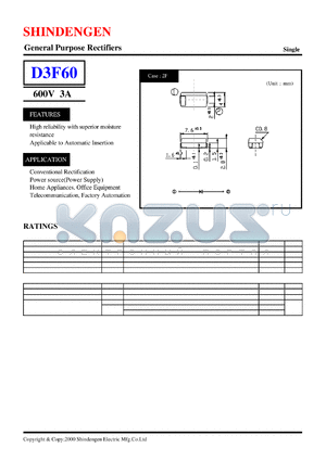 D3F60 datasheet - General Purpose Rectifiers(600V 3A)