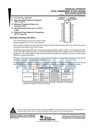 CD74HC373M datasheet - OCTAL TRANSPARENT D-TYPE LATCHES WITH 3-STATE OUTPUTS