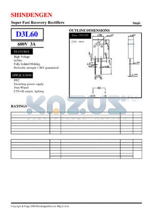 D3L60 datasheet - Super Fast Recovery Rectifiers(600V 3A)
