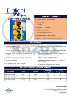 433-2220-001XLB datasheet - 12 Bicycle LED Traffic Module
