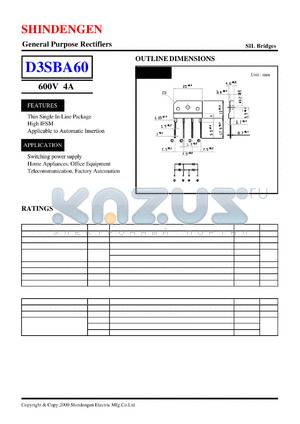 D3SBA60 datasheet - General Purpose Rectifiers(600V 4A)