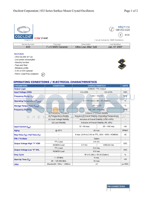 433-24.0M-3EN-TNC datasheet - 7 x 5 SMD Ceramic Ultra Low Jitter 1pS