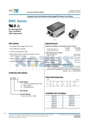 15EMC1 datasheet - Compact and Cost-effective Dual Stage RFI Power Line Filters