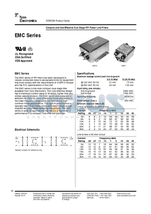 15EMC6 datasheet - Compact and Cost Effective Dual Stage RFI Power Line Filters