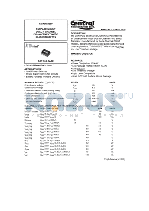 CMRDM3590_10 datasheet - SURFACE MOUNT DUAL N-CHANNEL ENHANCEMENT-MODE SILICON MOSFETS