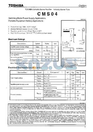 CMS04 datasheet - Switching Mode Podwe Supply Appications Portable Equipment Battery Applications