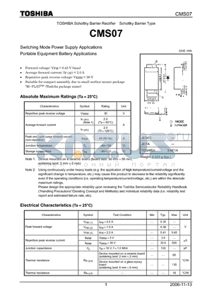 CMS07_06 datasheet - Switching Mode Power Supply Applications