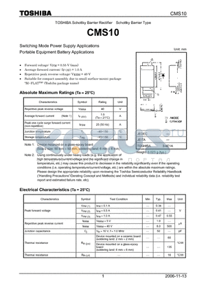 CMS10_06 datasheet - Switching Mode Power Supply Applications