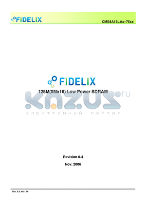 CMS4A16LAX-75XX datasheet - 128M(8Mx16) Low Power SDRAM