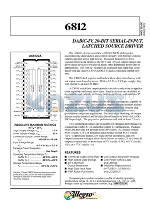 A6812ELW datasheet - DABiC-IV, 20-BIT SERIAL-INPUT, LATCHED SOURCE DRIVER