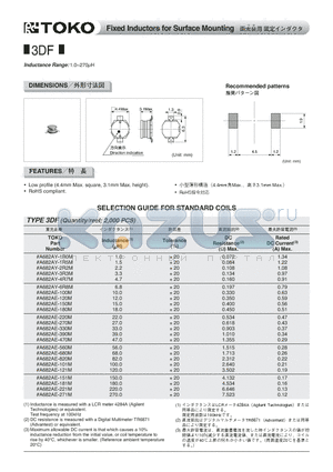 A682AE-100M datasheet - Fixed Inductors for Surface Mounting