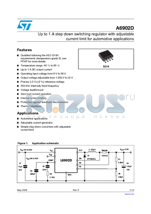 A6902D datasheet - Up to 1 A step down switching regulator with adjustable current limit for automotive applications