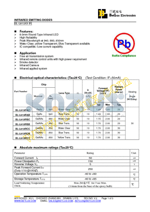 BL-L813IRBB datasheet - INFRARED EMITTING DIODES