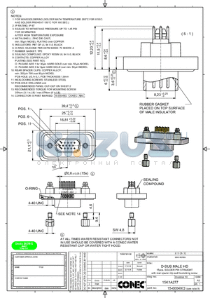 15K1A277 datasheet - D-SUB MALE HD