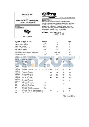 CMST3410_11 datasheet - SURFACE MOUNT COMPLEMENTARY LOW VCE(SAT) SILICON TRANSISTORS