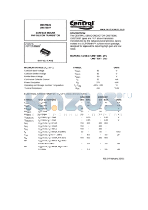 CMST5086 datasheet - SURFACE MOUNT PNP SILICON TRANSISTOR