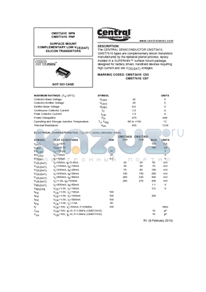 CMST7410 datasheet - SURFACE MOUNT COMPLEMENTARY LOW VCE(SAT) SILICON TRANSISTORS
