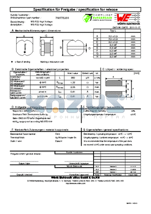 768775256 datasheet - WE-PD2 High Voltage