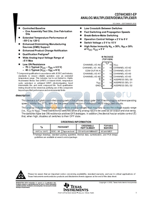 CD74HC4051MM96EP datasheet - ANALOG MULTIPLEXER/DEMULTIPLEXER
