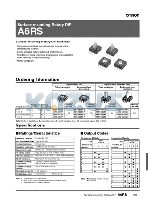 A6RS-102RF datasheet - Surface-mounting Rotary DIP