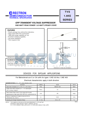 15KE56A datasheet - GPP TRANSIENT VOLTAGE SUPPRESSOR