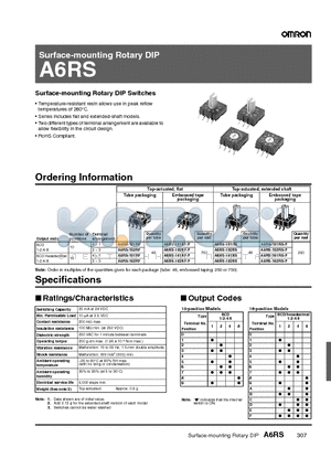 A6RS-162RF datasheet - Surface-mounting Rotary DIP