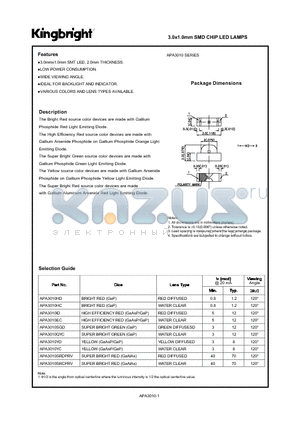 APA3010ID datasheet - 3.0 X 1.0 MM SMD CHIP LED LAMPS