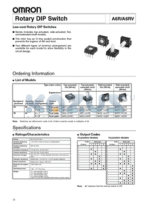 A6RV-101RS datasheet - Low-cost Rotary DIP Switches