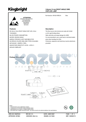 APA3010PBC/A datasheet - 3.0mmx1.0 mm RIGHT ANGLE SMD CHIP LED LAMP