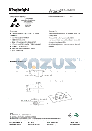 APA3010PBC/Z datasheet - 3.0mmx1.0 mm RIGHT ANGLE SMD CHIP LED LAMP