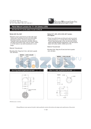 4371 datasheet - Panel Mount Lenses for T-1 3/4 (5mm) LEDs