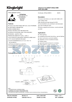 APA3010RWF-A datasheet - 3.0mmx1.0 mm RIGHT ANGLE SMD CHIP LED LAMP