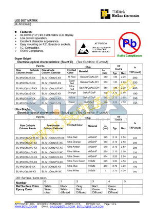 BL-M12C882B datasheet - LED DOT MATRIX