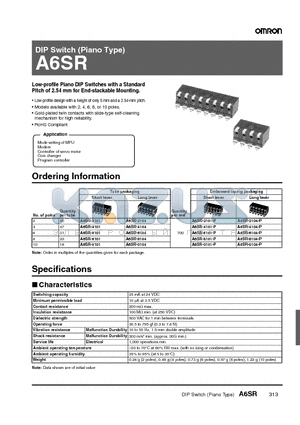 A6SR-2101-P datasheet - DIP Switch (Piano Type)