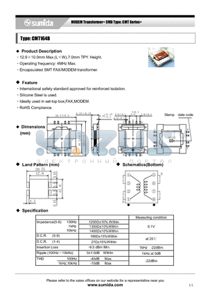 CMT164B datasheet - MODEM Transformer