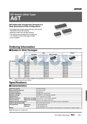 A6T-5102 datasheet - DIP Switch (Slide Type)