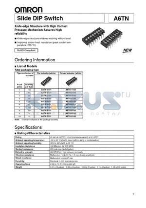 A6TN-1101 datasheet - Slide DIP Switch