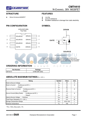 CMT4410 datasheet - N-CHANNEL 30V MOSFET