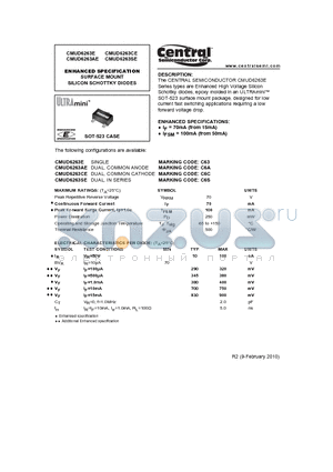 CMUD6263SE datasheet - ENHANCED SPECIFICATION SURFACE MOUNT SILICON SCHOTTKY DIODES