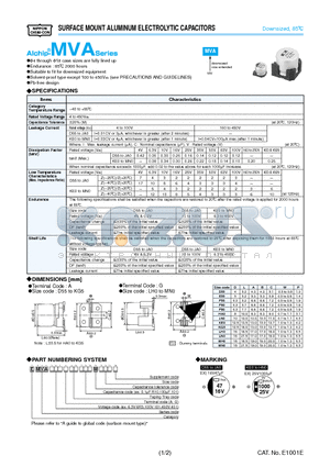 EMVA401GTR100MLH0S datasheet - SURFACE MOUNT ALUMINUM ELECTROLYTIC CAPACITORS